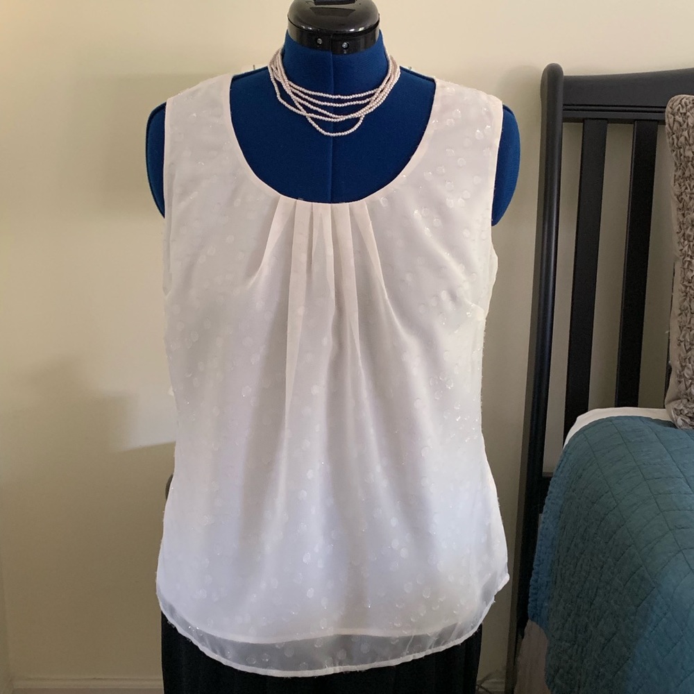 MERONA Ivory Sparkle Glitter Gathered Dressy Shell